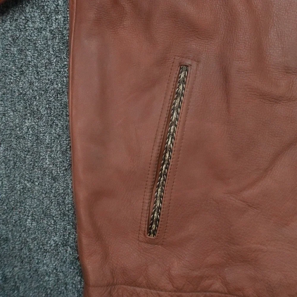 Territory Ahead Jacket Mens Extra Large Brown Leather Quilt Lined Full‎ Zip Snap